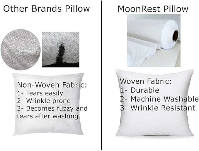 MoonRest® 16x36 Inch Synthetic Down Alternative Rectangle Pillow Insert Form Stuffer for Sofa Shams, Decorative Throw Pillow, Cushion and Bed Pillow Stuffing - Hypoallergenic 16“X 36”