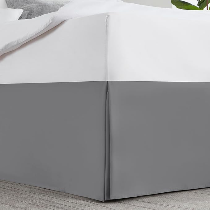 Nestl Grey Blue Bed Skirt Cal King Size - Cal King Bed Skirt 14 Inch Drop - Brushed Microfiber Bed Skirts - Hotel Quality Pleated Bed Skirt - Shrinkage & Fade Resistant