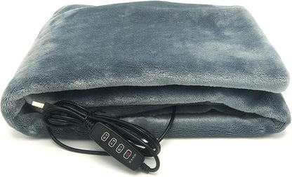 USB Heated Blanket/Shawl/Throws, 35"X23" Flannel Heating Cushion Pad Blanket for All Occasions Including Outdoor - 3 Heat Settings and 3-Hour Auto-Off (Gray)