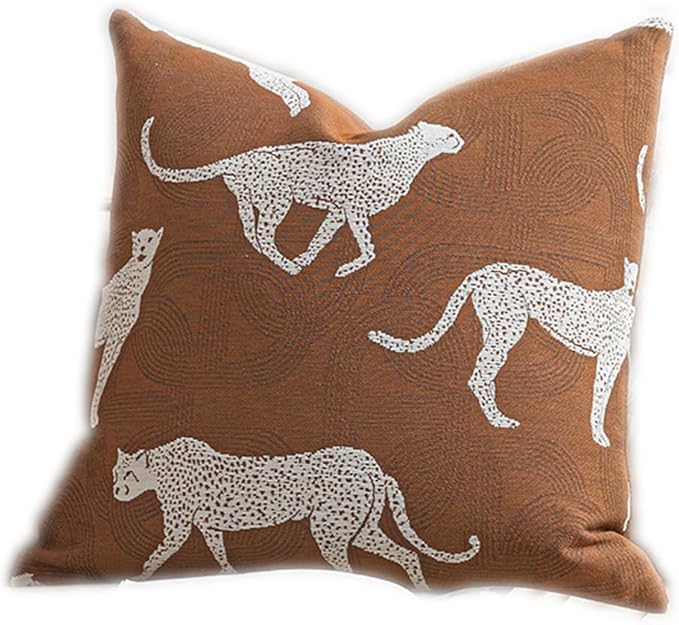 20x20'' Inches Throw Pillow Cushion Cover - Leopard Cheetah Pattern Chenille Jacquard Embroidery Luxury Modern Fashion Style Couch Sofa Pillow Cover for Living Room Bedroom