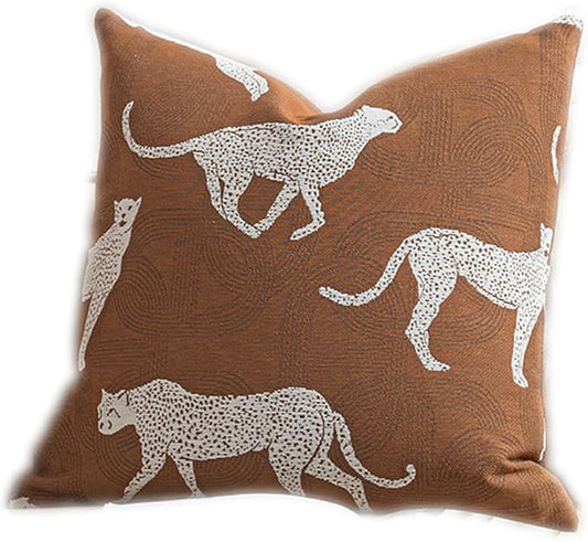 20x20'' Inches Throw Pillow Cushion Cover - Leopard Cheetah Pattern Chenille Jacquard Embroidery Luxury Modern Fashion Style Couch Sofa Pillow Cover for Living Room Bedroom