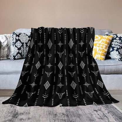 Southwest Blanket, Soft Native Tribal Vintage Abstract Ethnic Pattern Blanket Ethnic Aztec Print Throw Blanket for Couch Sofa 50"x60"