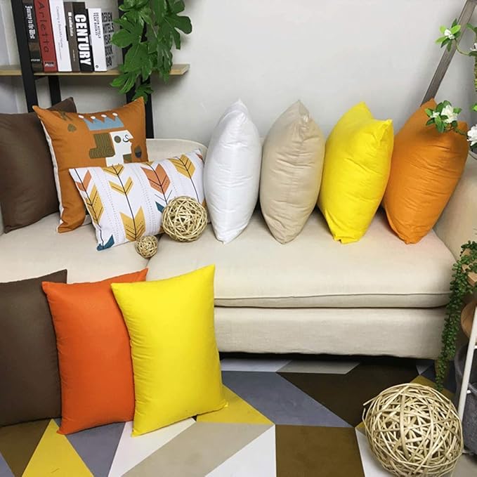 Thmyo 4-Pack 100% Cotton Comfortable Solid Decorative Throw Pillow Cases Square Cushion Cover Pillowcases Sublimation Blank Pillow Cover Halloween DIY Throw Pillowcase(22x22inch/55x55cm,Orange)
