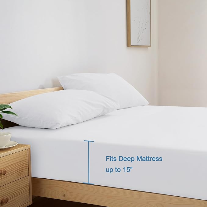 SPRINGSPIRIT RV Queen Sheets, Super Soft RV Short Queen Sheets for RV Camper, 4 Piece Bed Sheets Set Deep Pockets, Extra Soft and Breathable Bedding Sheets, White