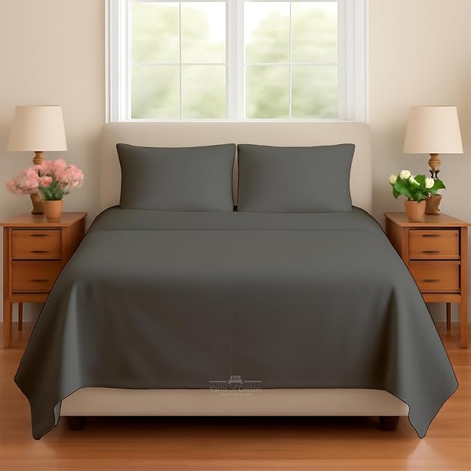 Sleeper Sofa 4 Piece Bed Sheet Set Premium Quality 100% Cotton 500 Thread Count, Smooth & Super Soft Sateen Weave, Extra Soft Bed Sheets, Wrinkle Free, 6 Inch Deep Pocket (Full, Dark Grey)