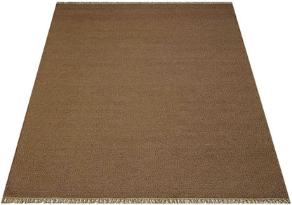 Rugsotic Carpets Hand Woven Flat Weave Kilim Wool 6'x9' Area Rug Solid Cream D00111