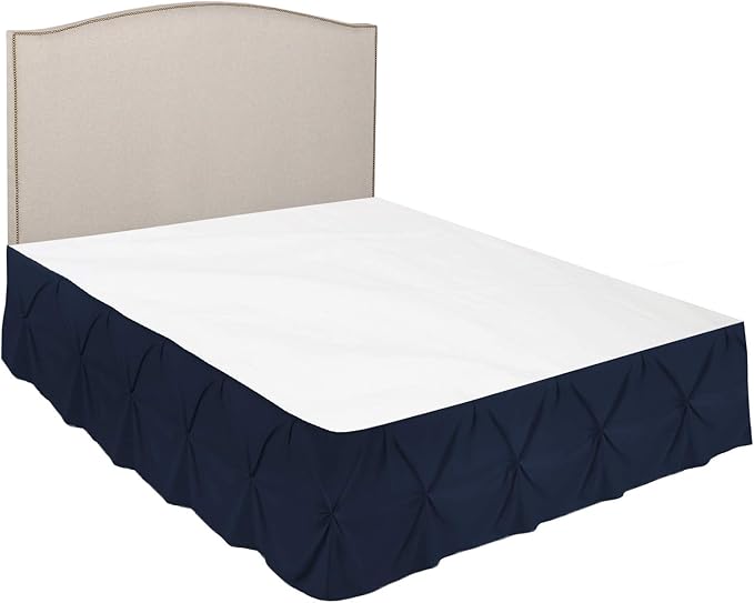 Nestl Navy Blue Bed Skirt - Pinch Pleat Full Size, 14" Drop, Premium Microfiber