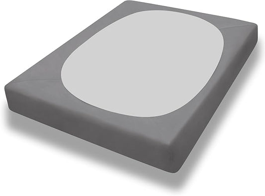 PureFit Stretchy Box Spring Cover King - Elastic Fitted Box Spring Wrap Around 4 Sides, Wrinkle & Fading Resistant Fits King and C-King Size Beds, Light Gray
