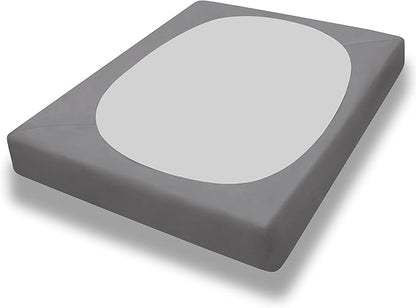 PureFit Stretchy Box Spring Cover Queen - Elastic Fitted Box Spring Wrap Around 4 Sides, Wrinkle & Fading Resistant Fits Queen Size Beds, Light Gray