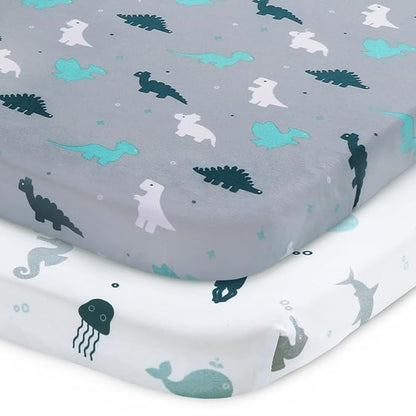 SPRINGSPIRIT Pack and Play Sheets, Pack n Play Sheets Ultra Soft, Mini Crib Sheets 2 Pack, Pack n Play Mattresses Sheets Compatible with Graco Pack n Play, Soft and Breathable, Grey