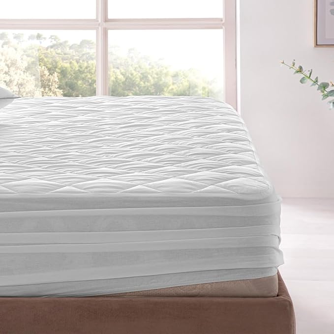 YATAS BEDDING Perle Quilted Fitted Mattress Protector, Machine Washable and Easy Care, Superior Protection and Comfort,100% Cotton Breathable top, (California King) - 71"x85" - 14" Deep Pocket