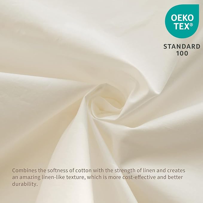 BISELINA French Linen Bed Skirt with Pleated Frills 22-Inch Tailored Drop Natural Flax Cotton Blend Dust Ruffle Soft Cozy Farmhouse Bedding (22" Full, White)
