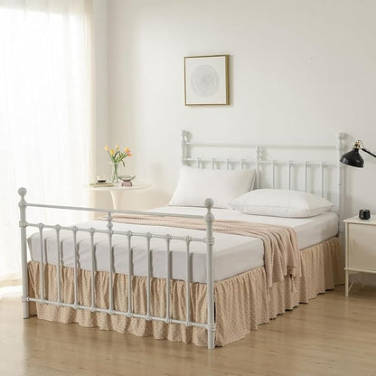 Tufted Dot Bed Skirt King Size,Ruffled Bed Skirt with Split Corners, King Bed Skirt 14 Inch Drop, Boho King Size Bed Skirt Camel for Ruffled Bed Skirt with Split Corners, Bed Skirt King Size