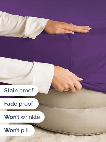 Extra Deep Queen Fitted Sheet - Hotel Luxury Single Fitted Sheet Only - Easily Fits 18 inch to 24 inch Mattress - Ultra Soft, Wrinkle & Fade Free with Extra Deep Pockets - Breathable & Comfy - Purple