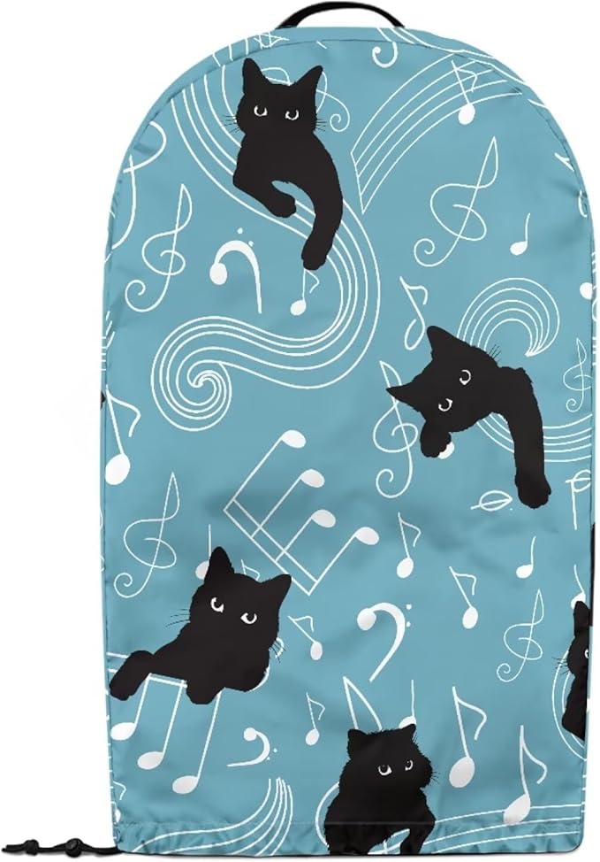 Blender Covers for Kitchen Food Processor Cover with Handle, Drawstring Dust Covers for Kitchen Appliances Stand Mixer or Coffee Maker Appliance Cover, Music Notes Black Cats