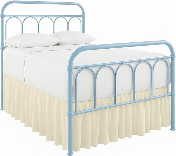 Cottingon Bed Skirt Full 18" Drop with Split Corners, 100% Microfiber Soft and Stylish, Dust Ruffle with Platform, Ivory
