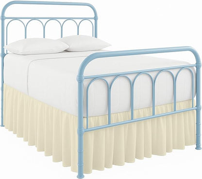 Ruffled Bed Skirt with Split Corners-Dust Ruffle - 18" Drop 100% Microfiber Soft,Sheen & Luxurious Look - Bed Skirts (Ivory -Queen)