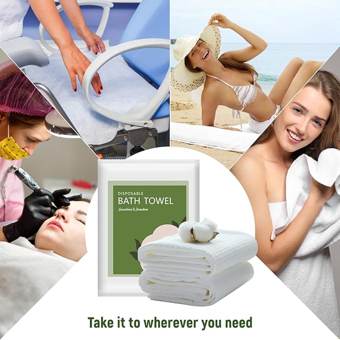 Disposable Bath Towels, 5pack 55" x 27.5" Ultra-Soft and Quick Dry Bath Towel, Portable Salon Towels for Travel Sauna Spa Beach Gym