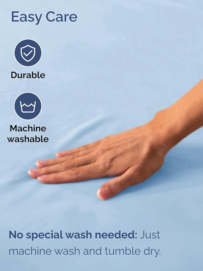 Extra Deep King Fitted Sheet - Hotel Luxury Single Fitted Sheet Only - Easily Fits 18 inch to 24 inch Mattress - Ultra Soft, Wrinkle & Fade Free w/Extra Deep Pockets - Breathable & Comfy - Light Blue