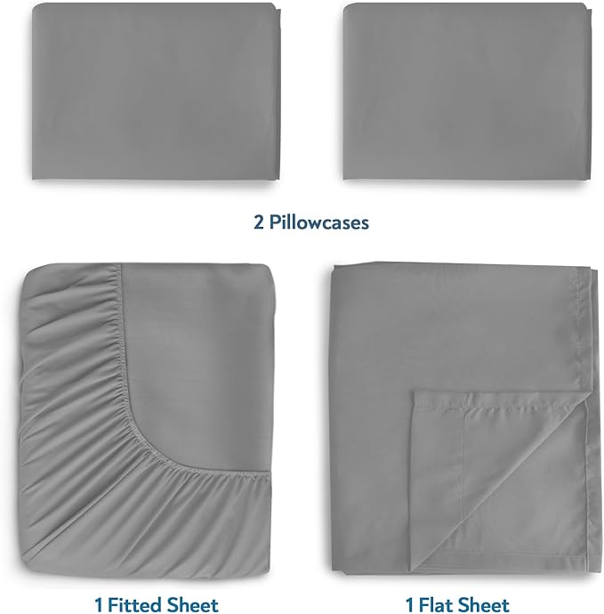 Magik & Kover Full Sheet Set for Air Mattress - 4 Piece Deep Pocket Full Size Sheets Set Up to 24 Inches - Soft & Breathable Air Mattress Sheets Full Size with Extra Deep Pocket - Grey
