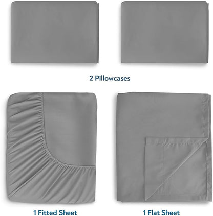 Magik & Kover Full Sheet Set for Air Mattress - 4 Piece Deep Pocket Full Size Sheets Set Up to 24 Inches - Soft & Breathable Air Mattress Sheets Full Size with Extra Deep Pocket - Grey