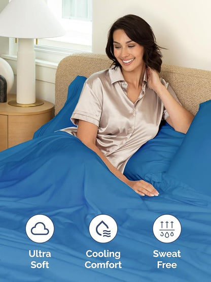 Extra Deep Queen Fitted Sheet - Hotel Luxury Single Fitted Sheet Only - Easily Fits 18 inch to 24 inch Mattress - Ultra Soft, Wrinkle & Fade Free w/Extra Deep Pocket - Breathable & Comfy - Royal Blue