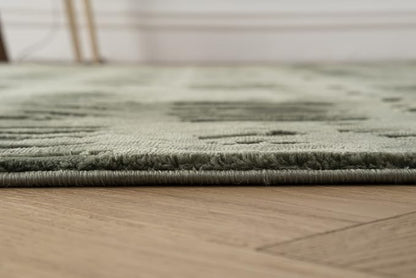 Revival Rugs Shell 7'10"x10' Washable Area Rug for Living Room Bedroom - 100% Recycled Oeko-TEX Certified, Medium Pile, Green