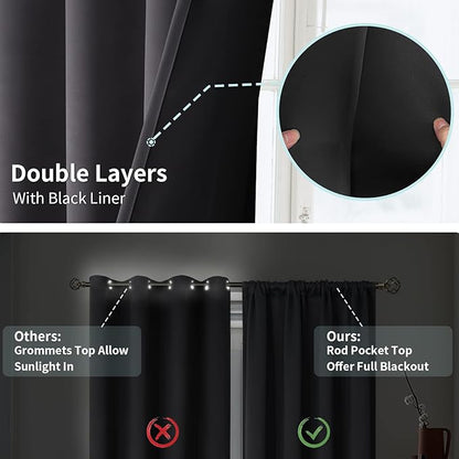 BGment Grey Blackout Curtains 84 Inch Length 2 Panels Set for Bedroom, 100% Room Darkening Thermal Insulated Dark Curtains for Living Room Soundproof Window Curtains, 52 Inch Wide