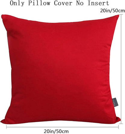 Thmyo 4-Pack 100% Cotton Comfortable Solid Decorative Throw Pillow Case Square Cushion Cover Pillowcase Sublimation Blank Christmas DIY Throw Pillow Covers for Couch Sofa Bed(20x20inch/50x50cm,Red)