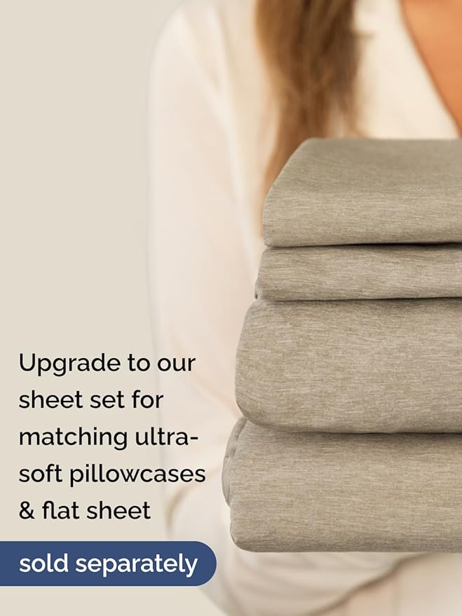 Extra Deep Twin XL Fitted Sheet - Hotel Luxury Single Fitted Sheet Only - Easily Fits 18 to 24 inch Mattress - Soft, Wrinkle & Fade Free with Extra Deep Pockets - Breathable & Comfy - Heathered Beige