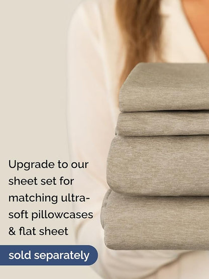 Extra Deep Twin XL Fitted Sheet - Hotel Luxury Single Fitted Sheet Only - Easily Fits 18 to 24 inch Mattress - Soft, Wrinkle & Fade Free with Extra Deep Pockets - Breathable & Comfy - Heathered Beige