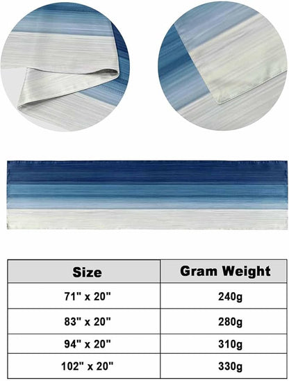 Abstract Navy Blue Ombre Stripe Art Bed Runners for Bedroom Hotel,Decorative Bedding Scarf Modern Color Line Texture Bed End Blanket Bedding Runner Scarves for Queen Size Bed,94x20in