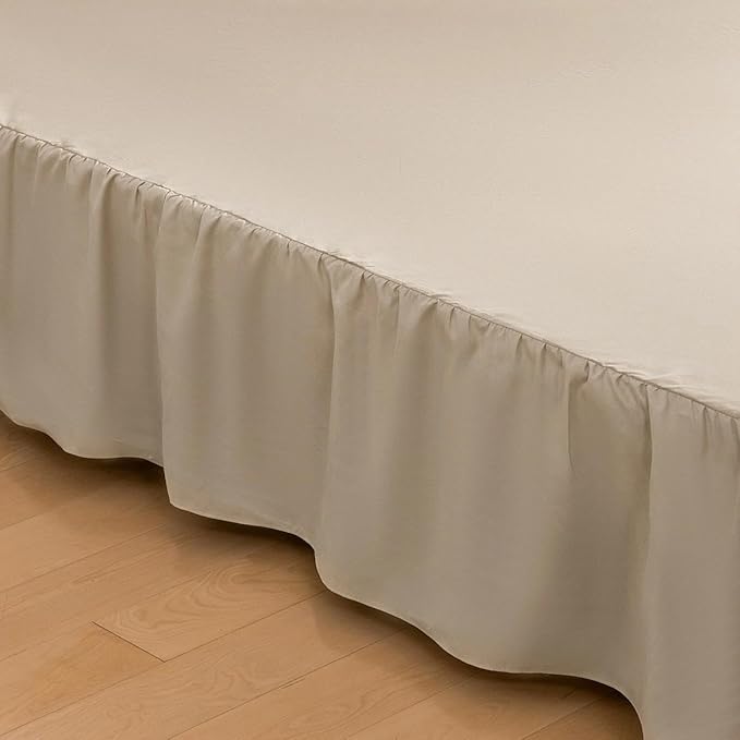 Bed Skirt King Size Ruffled Bed Skirts with Split Corners, 18 Inch Drop Dust Ruffle Bed Skirt with Platform, King, 18 Inch, Light Camel