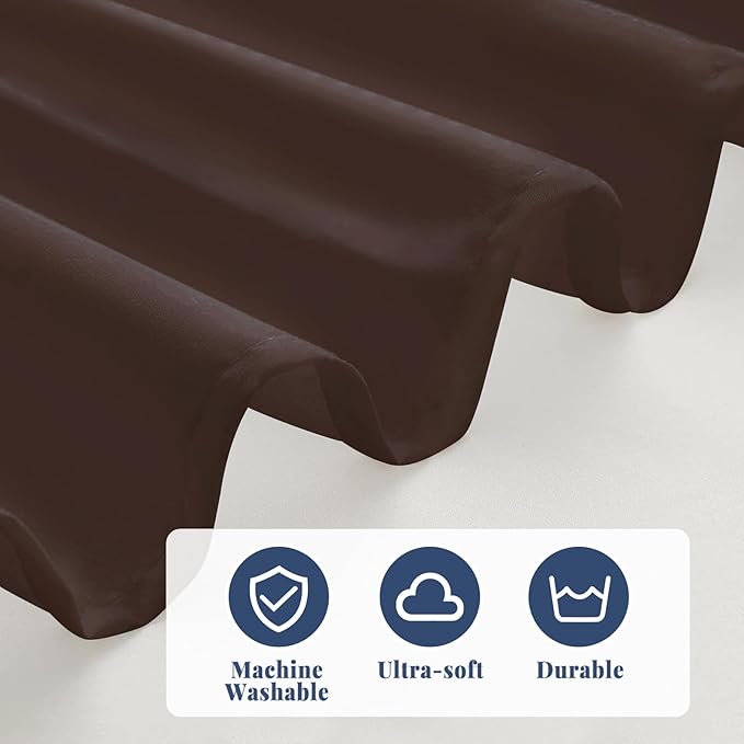 Queen Bed Skirt, Elastic Wrap Around Bed Skirt Queen Size, Bed Skirts for Adjustable Bed, Easy Fit with 14" Drop Length Tailored Drop Dust Ruffle (Brwon)