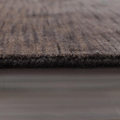 Hand Knotted Loom Wool ECO-Friendly Area Rugs - 6'x6', Octagon, Brown Color, Solid Plain Design, High Pile Thick Handmade Anti Skid Area Rugs for Living Room, Bed Room (L00111)