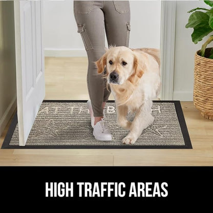 GORILLA GRIP 100% Waterproof All-Season WeatherMax Doormat 35x23, US Designed Natural Rubber, Stain and Fade Resistant, Low Profile Indoor Outdoor Door Mats, Easy Clean Patio Mat, Sand Beach