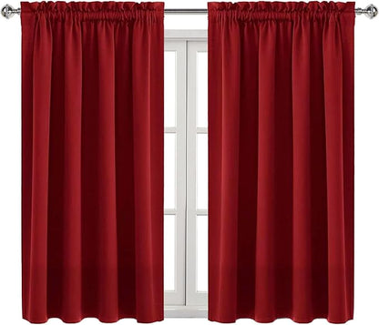 DWCN Christmas Burgundy Room Darkening Blackout Curtains - Thermal Insulated Privacy Energy Saving Window Curtain Drapes 52 x 45 inch Length, Set of 2 Bedroom Living Room Curtains