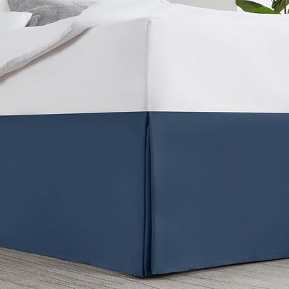 Nestl Navy Blue Bed Skirt King Size - King Bed Skirt 14 Inch Drop - Brushed Microfiber Bed Skirts - Hotel Quality Pleated Bed Skirt - Shrinkage & Fade Resistant