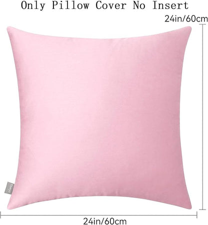4-Pack 100% Cotton Comfortable Solid Decorative Throw Pillow Case,Thmyo Square Cushion Cover Pillowcase Sublimation Blank Pillow Covers DIY Throw Pillowcase for Sofa Bedroom(24x24 inch/ 60x60cm, Pink)