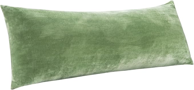 BEDELITE Body Pillow Cover with Zipper Closure, Super Soft and Cozy Fuzzy Fleece Body Pillow Case Cover 20 x 54 Inches, Sage Green