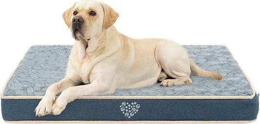 VANKEAN Waterproof Dog Crate Pad Bed Mat Reversible (Warm&Cool), Removable Washable Cover & Waterproof Inner Lining, Pet Crate Mattress for Cats and Dogs, Joint Relief Dog Bed for Crate, Navy-X-Large