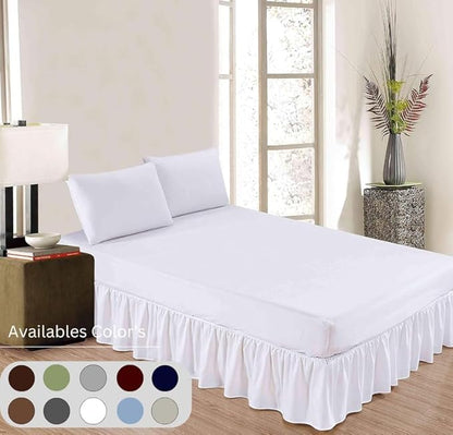 Ruffle Bed Skirt with Split Corners, Microfiber Dust Ruffled for a Perfectly Tailored Bedding Ensemble, Wrinkle and Fade Free, Easy Fit, King Size 16 Inch Drop, White
