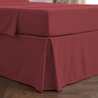 Mellanni Bed Skirt Twin XL Size - Bed Skirting - 15-Inch Tailored Drop Pleated Dust Ruffle - Hotel Luxury Bedding - Wrinkle, Fade, Stain Resistant - 1 Bedskirt (Twin XL, Brick Red)