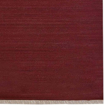 Rugsotic Carpets Hand Woven Flat Weave Kilim Wool ECO-Friendly Area Rugs - 2'6"x8', Runner Shape, Dark Red Color, Solid Plain Design, Low Pile Handmade Rugs for Living Room, Bed Room (D00111)