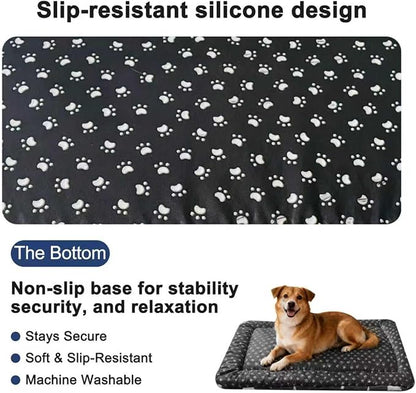 Washable Dog Bed Plush Orthopedic Outdoor Crate Mat with Non-Slip Bottom,Luxe Soft Kennel Pad for Pets, Cozy Cage Cushion & Pet Sleeping Mattress Large Sized,Medium,Small Dogs,24 x 18 inch,Blue