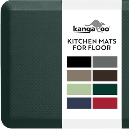 KANGAROO Thick Ergonomic Anti Fatigue Mats for Kitchen Floor, 48x20, Cushioned Standing Office Desk Mat, Waterproof Scratch Resistant Topside, Supportive All Day Comfort Padded Foam Rugs, Hunter Green