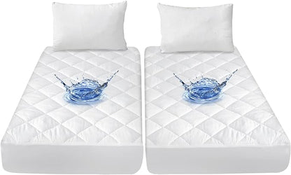 Split King Mattress Topper Protector Pad for Adjustable Bed Cover, Quilted, Breathable, Absorbent, Fitted Sheet Style, Machine Washable
