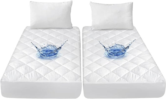 Split King Mattress Topper Protector Pad for Adjustable Bed Cover, Quilted, Breathable, Absorbent, Fitted Sheet Style, Machine Washable