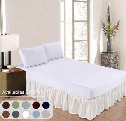 Ruffle Bed Skirt with Split Corners, Microfiber Dust Ruffled for a Perfectly Tailored Bedding Ensemble, Wrinkle and Fade Free, Easy Fit, Queen Size 12 Inch Drop, Ivory