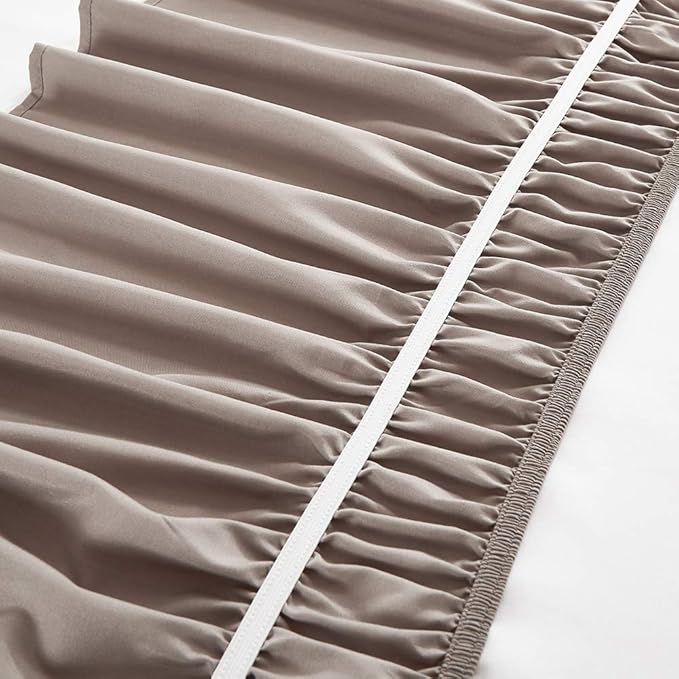 MEILA Wrap Around Bed Skirt Three Fabric Sides Elastic Dust Ruffled 18 Inch Tailored Drop,Easy to Install Fade Resistant-Taupe, Queen/King